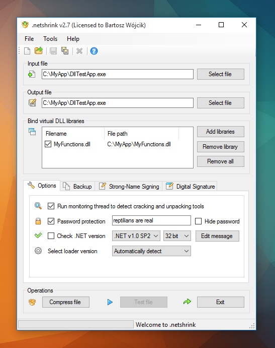 .netshrink,exe compressor,dll binder,virtual dll,virtual library,library binder,password protector,.net packer,exe packer,exe pr