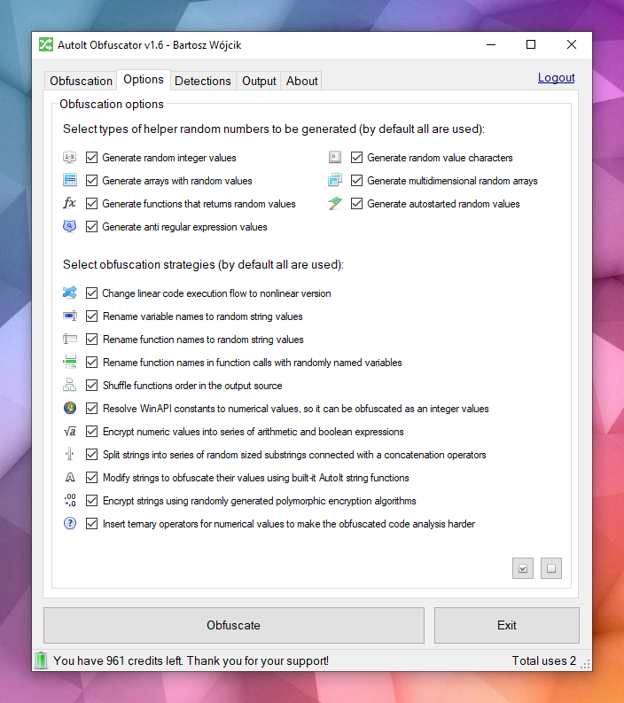 AutoIt Obfuscator Options