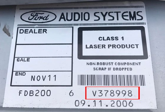 Ford Radio Code V Serial Pre Code