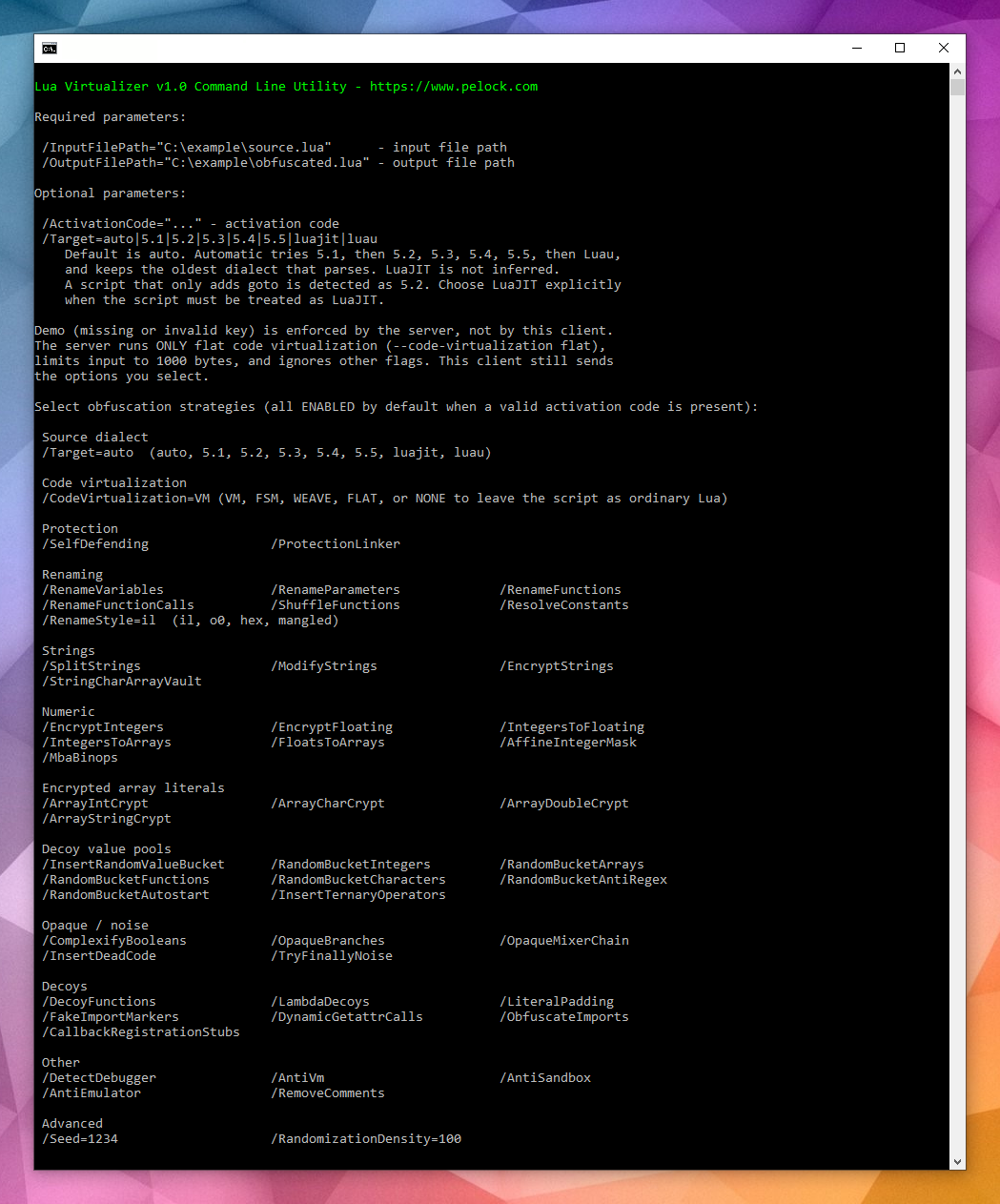 Lua Virtualizer command-line interface