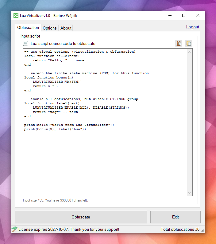 Lua Virtualizer Windows Client