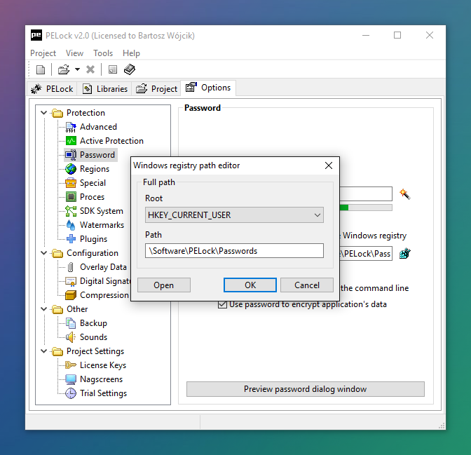 Password location in Windows Registry editor