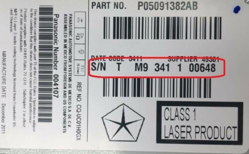 Kod do radia samochodowego Chrysler Panasonic TM9