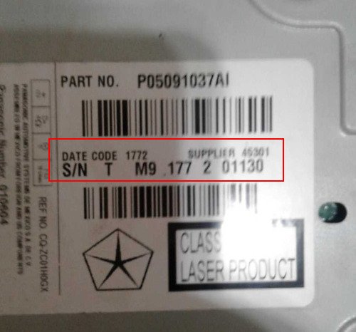 Kod do radia samochodowego Chrysler Panasonic TM9