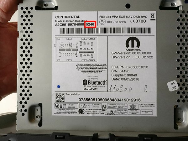 Numer seryjny dla kalkulatora kodu radiowego dla radia Fiat 250 &amp; 500 VP1/VP2.