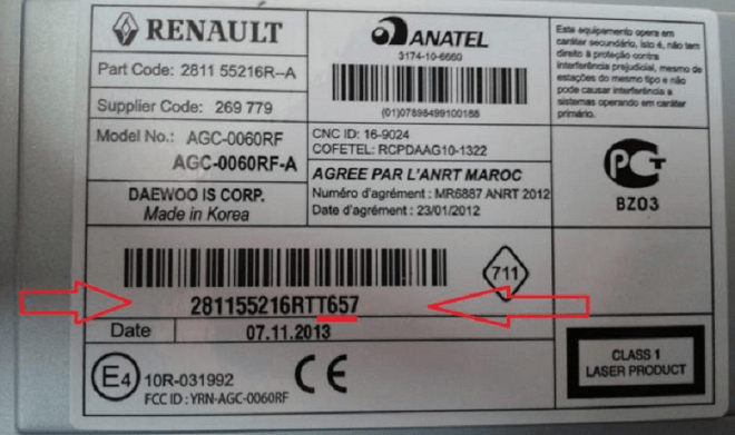 Kod pre code dla radia samochodowego Renault i Dacia